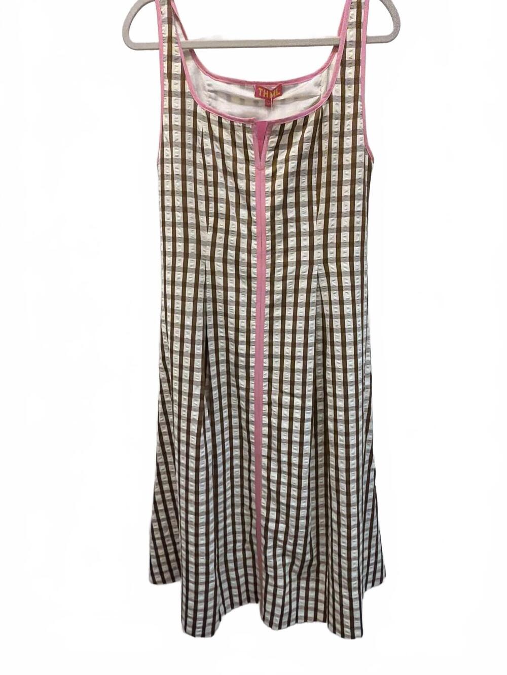 NEW THML thin strap midi dress in brown gingham - Picture 9 of 9